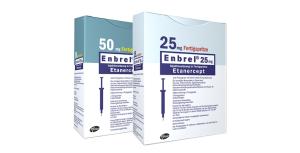 Verpackung vom Produkt Enbrel® 25/50mg Injektionslösung in Fertigspritze 